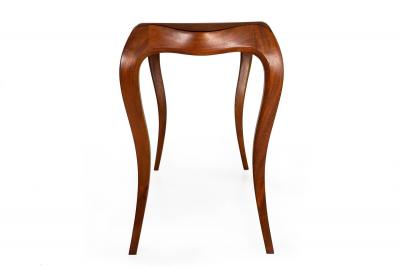 Vintage Modernist Serpentine Mahogany Console Table 20th century signed