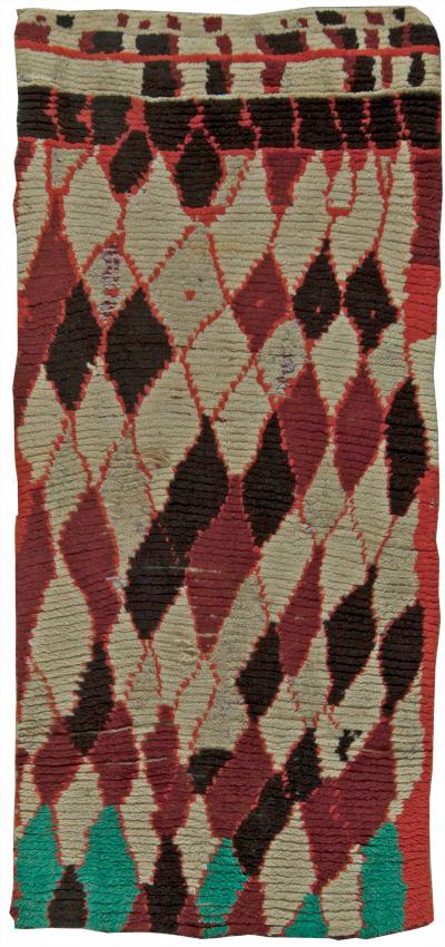 Vintage Moroccan Dark Red Black and White Hand Knotted Wool Rug