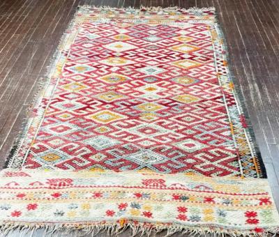 Vintage Moroccan Flat Weave Kilim rug runner 17420 circa 1950s