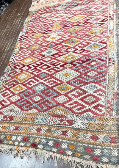 Vintage Moroccan Flat Weave Kilim rug runner 17420 circa 1950s