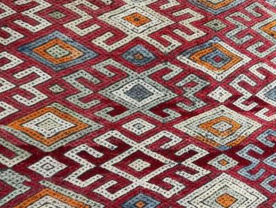 Vintage Moroccan Flat Weave Kilim rug runner 17420 circa 1950s