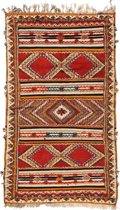 Vintage Moroccan Rug or Carpet Handwoven Wool with Abstract Diamond Patterns