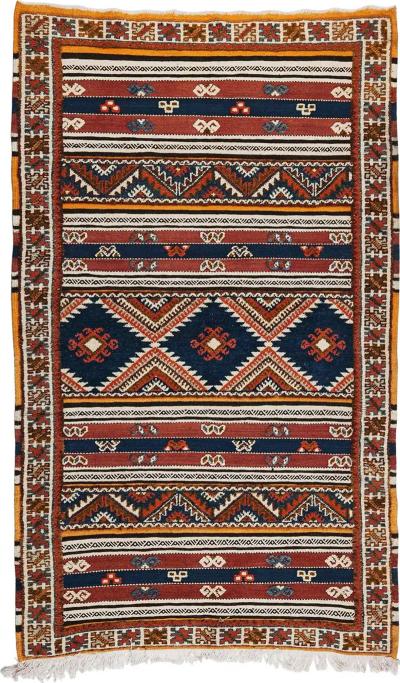 Vintage Moroccan Tribal Wool Rug or Carpet with Geometrical Design