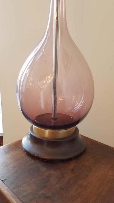 Vintage Murano Amethyst Glass Tall Lamp