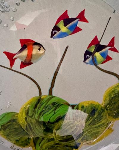 Vintage Murano Glass Disc Aquarium on Stand