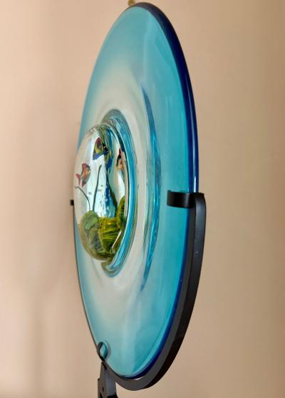 Vintage Murano Glass Disc Aquarium on Stand