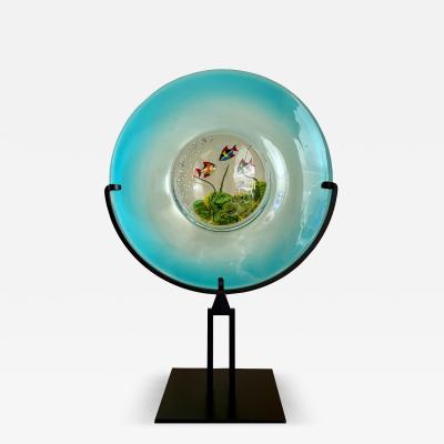 Vintage Murano Glass Disc Aquarium on Stand