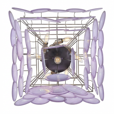 Vintage Murano Glass Disc Chandelier in Lavender 1970s