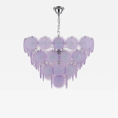 Vintage Murano Glass Disc Chandelier in Lavender 1970s