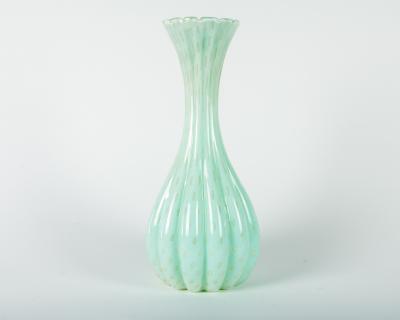 Vintage Murano Glass Fluted Vase Sea Mist 