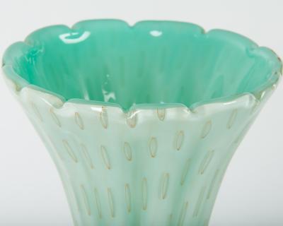 Vintage Murano Glass Fluted Vase Sea Mist 