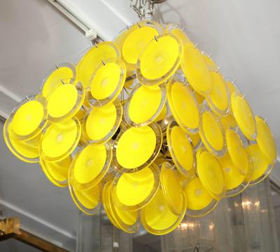 Vintage Murano Glass Yellow Disc Chandelier