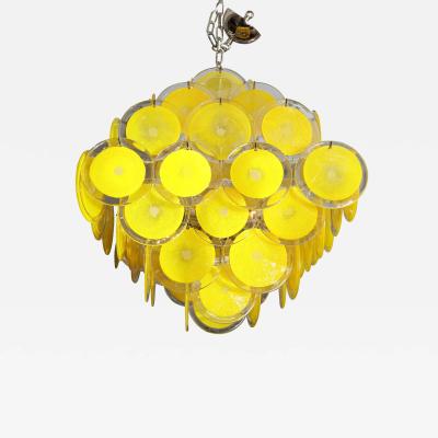 Vintage Murano Glass Yellow Disc Chandelier