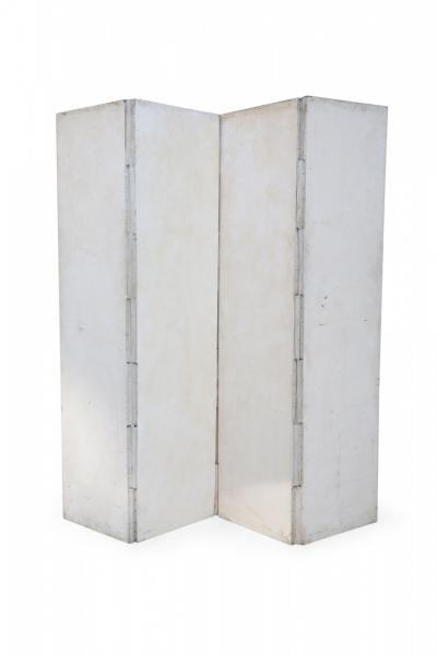 Vintage Neo Classic Style Painted Pastoral Scene Four Panel Folding Screen