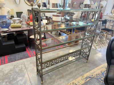 Vintage Neoclassical Brass and Glass tag re with Greek Key Detail