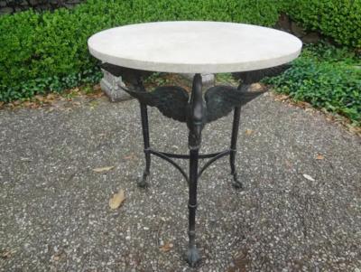 Vintage Neoclassical Style Bronze Table with Travertine Top