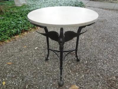 Vintage Neoclassical Style Bronze Table with Travertine Top
