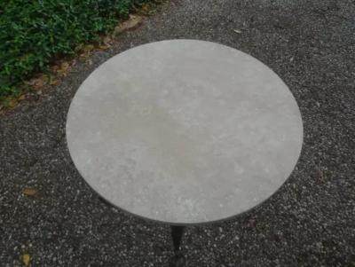 Vintage Neoclassical Style Bronze Table with Travertine Top