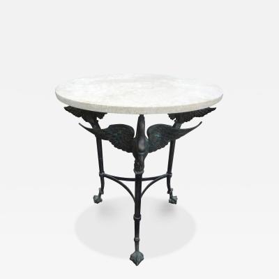 Vintage Neoclassical Style Bronze Table with Travertine Top