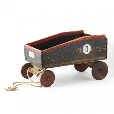 Vintage New England Wagon with Rope Pull