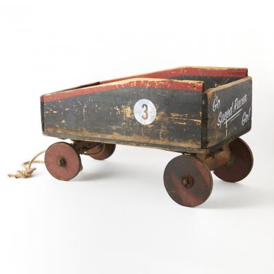 Vintage New England Wagon with Rope Pull