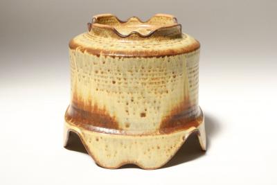 Vintage Ochre Studio Pottery Square Planter by Deanna Nichols