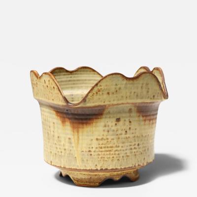 Vintage Ochre Studio Pottery Square Planter by Deanna Nichols