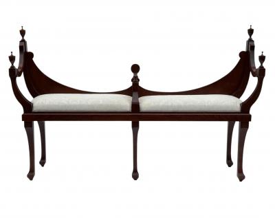 Vintage Old English Hepplewhite Style Courting Bench in Mahogany