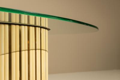 Vintage Oval Dining Table with Glass Top Italy 1970s