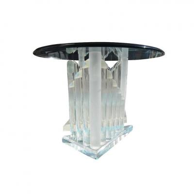 Vintage Oval Glass and Lucite Table