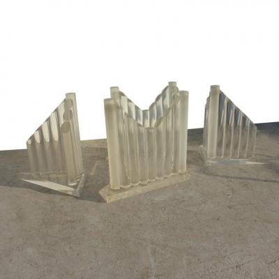 Vintage Oval Glass and Lucite Table