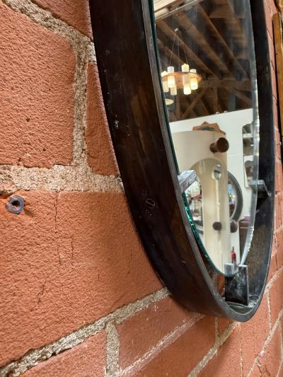 Vintage Oval Iron Frame Wall Mirror with Hanging Loop