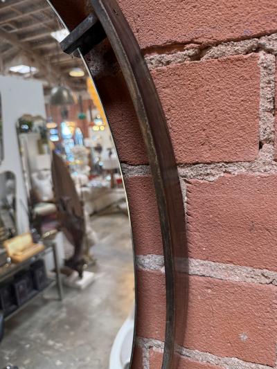 Vintage Oval Iron Frame Wall Mirror with Hanging Loop