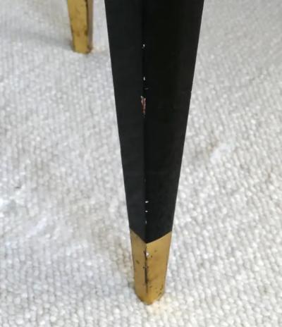 Vintage Oval Lacquered Vanity Dressing Table or Desk with a Leather Panel