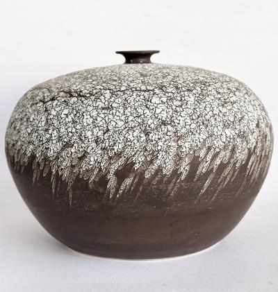 Vintage Overscale Organic Raku Studio Pottery Vase with Textures 1980s