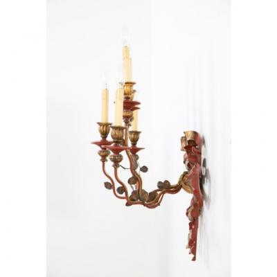 Vintage Painted Giltwood Bow Sconces A Pair