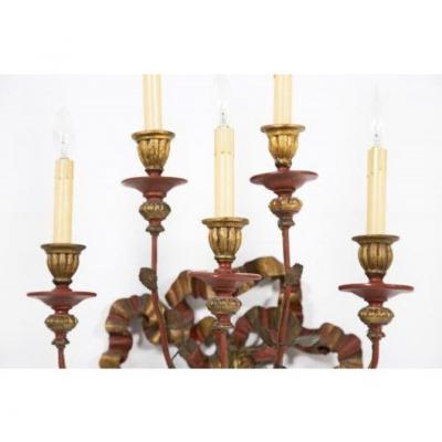 Vintage Painted Giltwood Bow Sconces A Pair