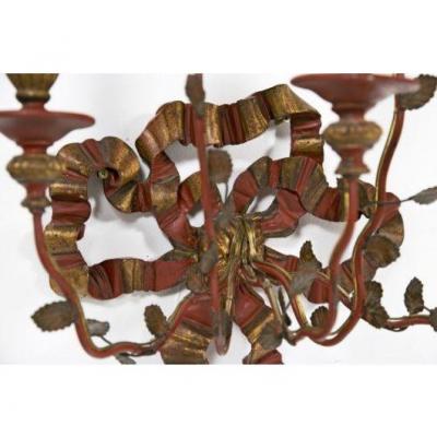 Vintage Painted Giltwood Bow Sconces A Pair