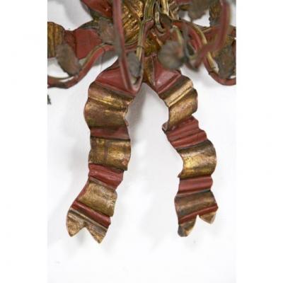 Vintage Painted Giltwood Bow Sconces A Pair