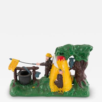 Vintage Painted Mechanical Scout Camp Coin Bank