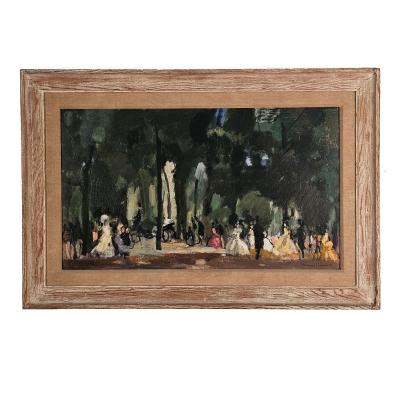 Vintage Painting of Park Scene by Bernard Lamotte