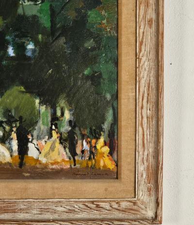 Vintage Painting of Park Scene by Bernard Lamotte