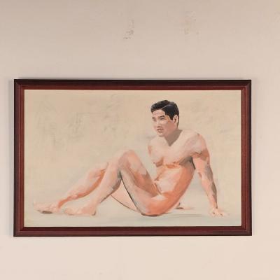 Vintage Painting of an Asian Man circa 1980