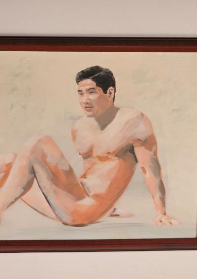 Vintage Painting of an Asian Man circa 1980