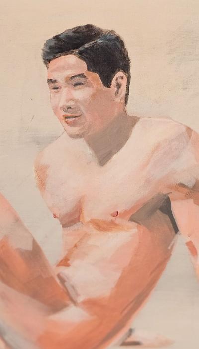 Vintage Painting of an Asian Man circa 1980