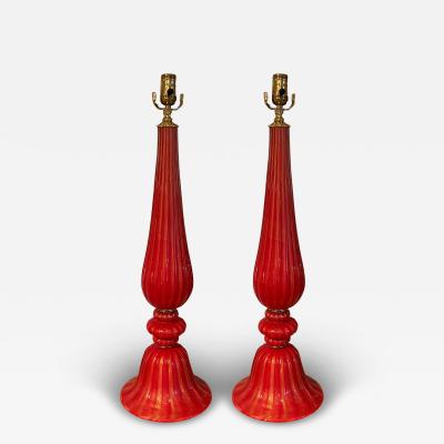 Vintage Pair Of Murano Glass Lamps