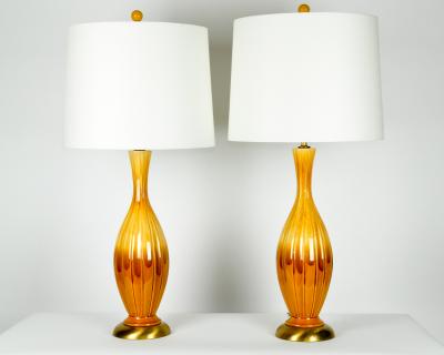 Vintage Pair Porcelain Task Table Lamps