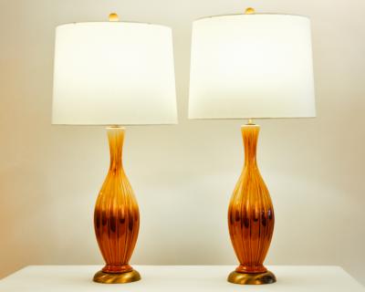 Vintage Pair Porcelain Task Table Lamps