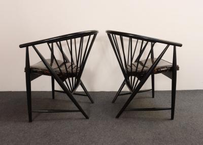Vintage Pair Swedish Ebonized Beechwood Sunfeather Lounge Chairs by Sonna Rosen