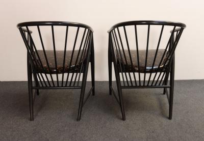 Vintage Pair Swedish Ebonized Beechwood Sunfeather Lounge Chairs by Sonna Rosen